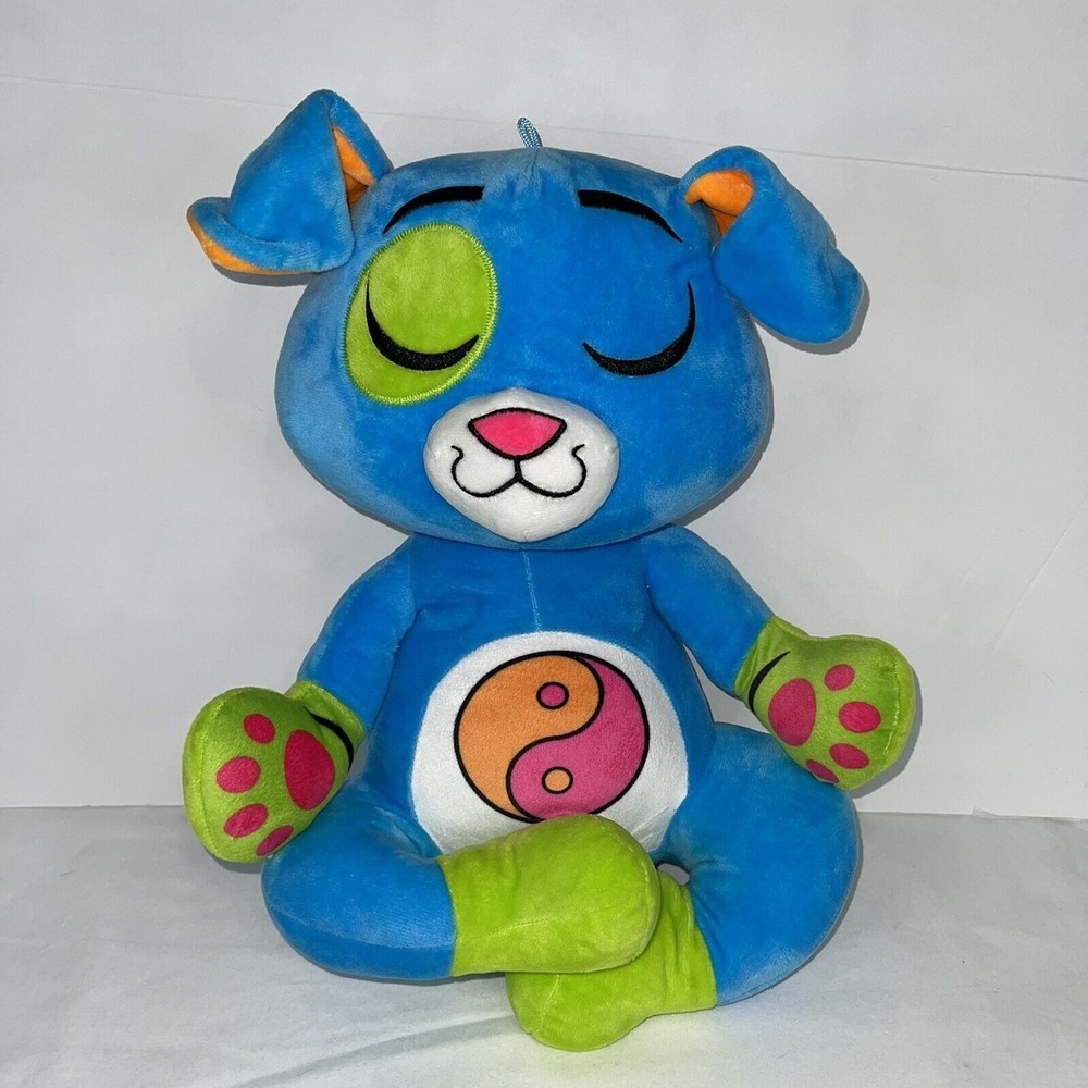 16” Neon BLUE Meditation Dog Soft Plush Yoga Zen Peace Stuffed Animal